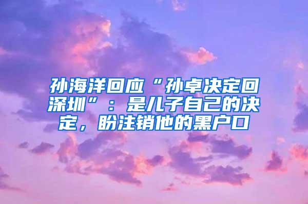 孙海洋回应“孙卓决定回深圳”：是儿子自己的决定，盼注销他的黑户口