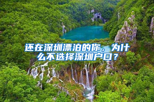 还在深圳漂泊的你，为什么不选择深圳户口？