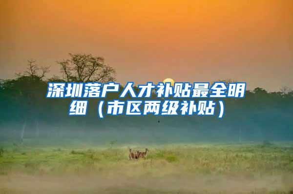 深圳落户人才补贴最全明细（市区两级补贴）