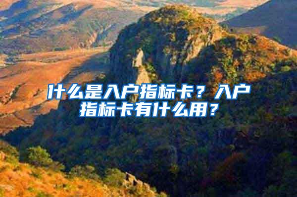 什么是入户指标卡？入户指标卡有什么用？