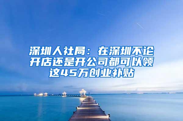 深圳人社局：在深圳不论开店还是开公司都可以领这45万创业补贴