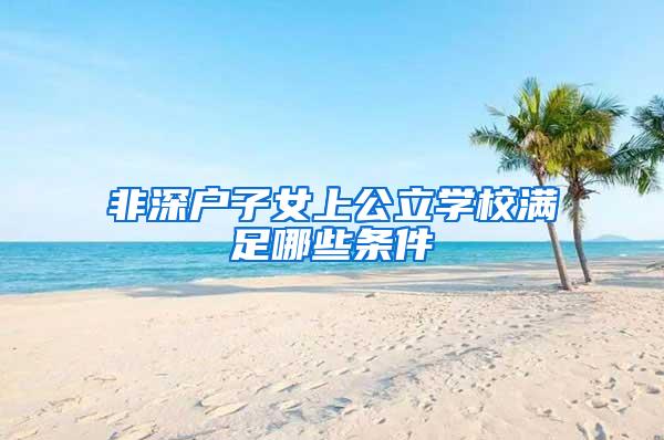 非深户子女上公立学校满足哪些条件