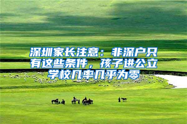 深圳家长注意：非深户只有这些条件，孩子进公立学校几率几乎为零