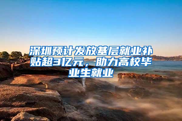 深圳预计发放基层就业补贴超3亿元，助力高校毕业生就业