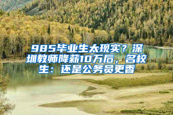 985毕业生太现实？深圳教师降薪10万后，名校生：还是公务员更香