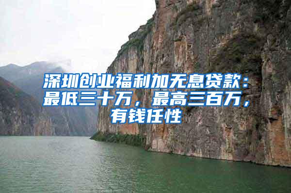深圳创业福利加无息贷款：最低三十万，最高三百万，有钱任性