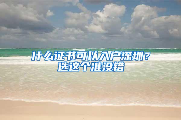 什么证书可以入户深圳？选这个准没错