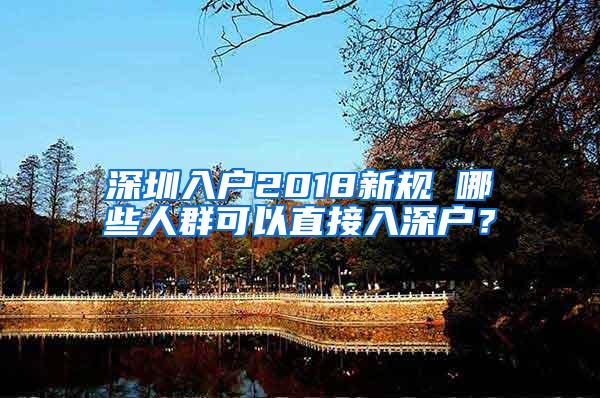 深圳入户2018新规 哪些人群可以直接入深户？