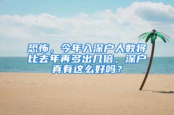 恐怖，今年入深户人数将比去年再多出几倍，深户真有这么好吗？