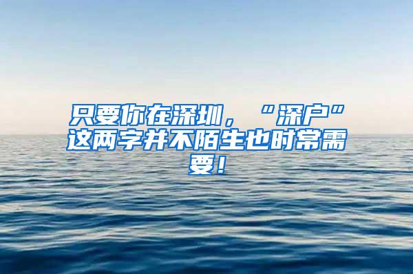 只要你在深圳，“深户”这两字并不陌生也时常需要！