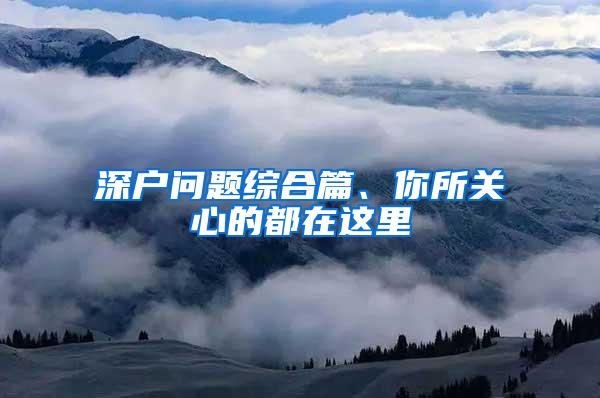 深户问题综合篇、你所关心的都在这里