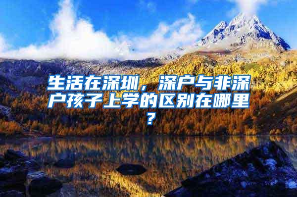 生活在深圳，深户与非深户孩子上学的区别在哪里？