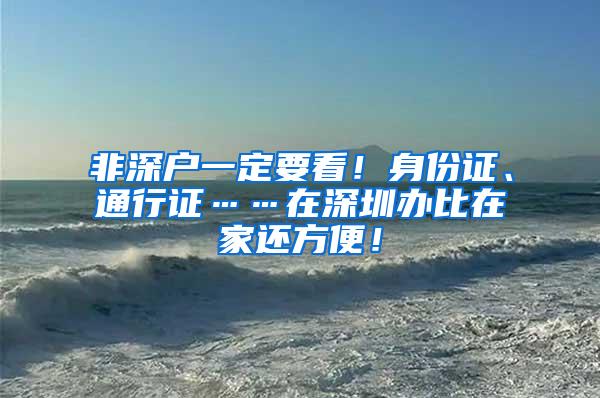 非深户一定要看！身份证、通行证……在深圳办比在家还方便！