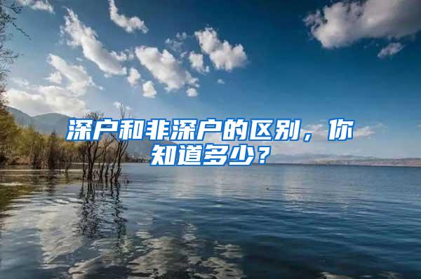 深户和非深户的区别，你知道多少？
