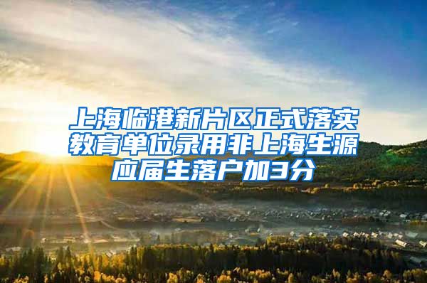 上海临港新片区正式落实教育单位录用非上海生源应届生落户加3分
