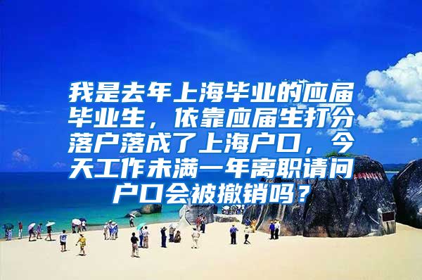 我是去年上海毕业的应届毕业生，依靠应届生打分落户落成了上海户口，今天工作未满一年离职请问户口会被撤销吗？