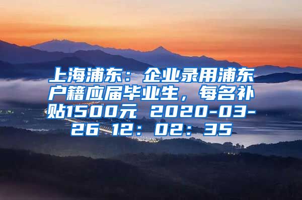 上海浦东：企业录用浦东户籍应届毕业生，每名补贴1500元 2020-03-26 12：02：35