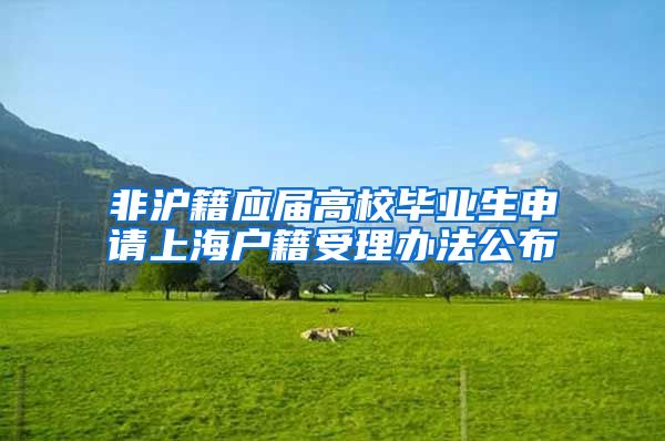 非沪籍应届高校毕业生申请上海户籍受理办法公布