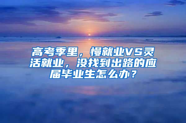 高考季里，慢就业VS灵活就业，没找到出路的应届毕业生怎么办？