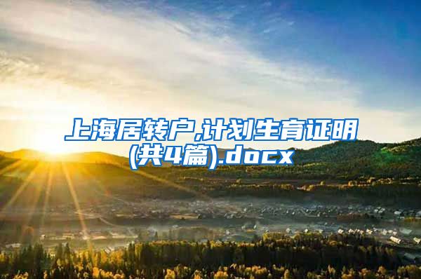 上海居转户,计划生育证明(共4篇).docx