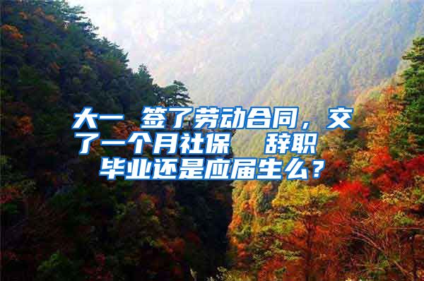 大一 签了劳动合同，交了一个月社保  辞职  毕业还是应届生么？