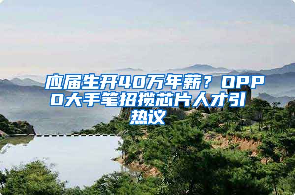 应届生开40万年薪？OPPO大手笔招揽芯片人才引热议