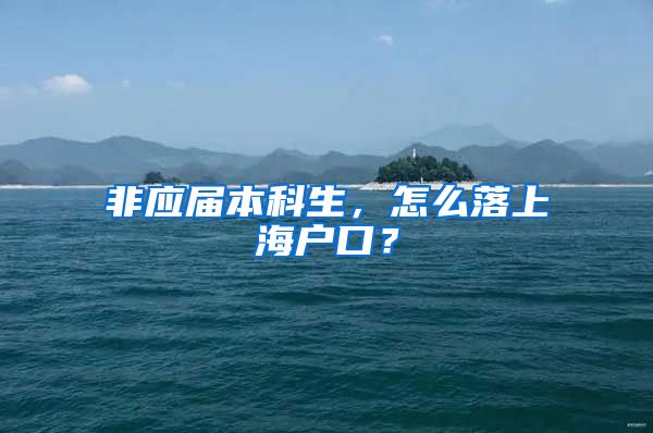 非应届本科生，怎么落上海户口？