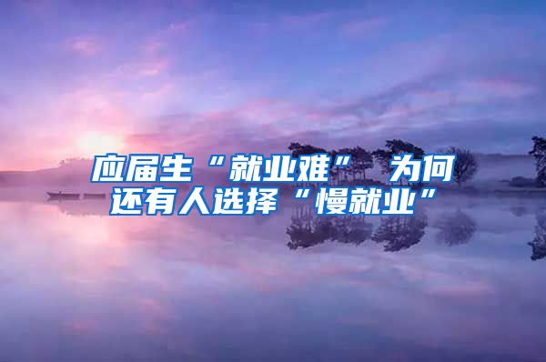 应届生“就业难” 为何还有人选择“慢就业”