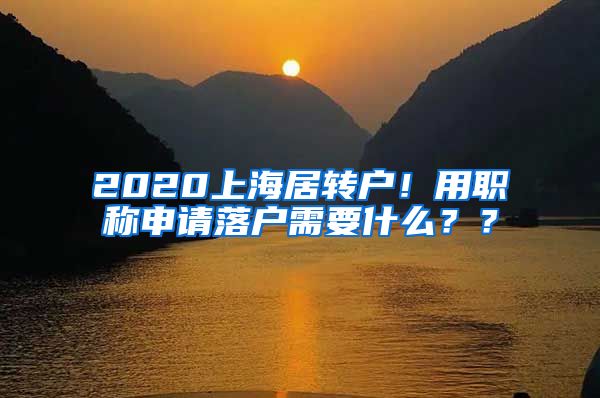 2020上海居转户！用职称申请落户需要什么？？