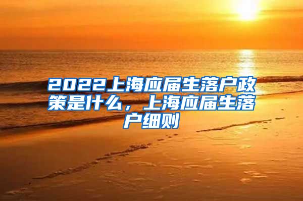 2022上海应届生落户政策是什么，上海应届生落户细则
