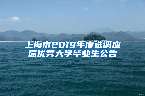 上海市2019年度选调应届优秀大学毕业生公告