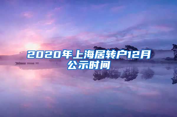 2020年上海居转户12月公示时间