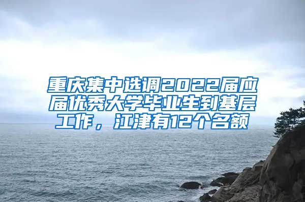 重庆集中选调2022届应届优秀大学毕业生到基层工作，江津有12个名额