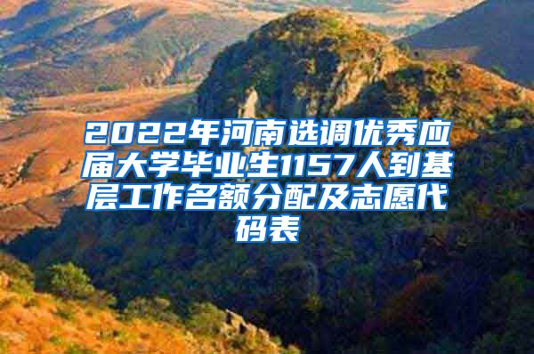 2022年河南选调优秀应届大学毕业生1157人到基层工作名额分配及志愿代码表