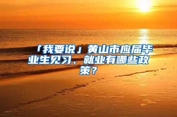 「我要说」黄山市应届毕业生见习、就业有哪些政策？