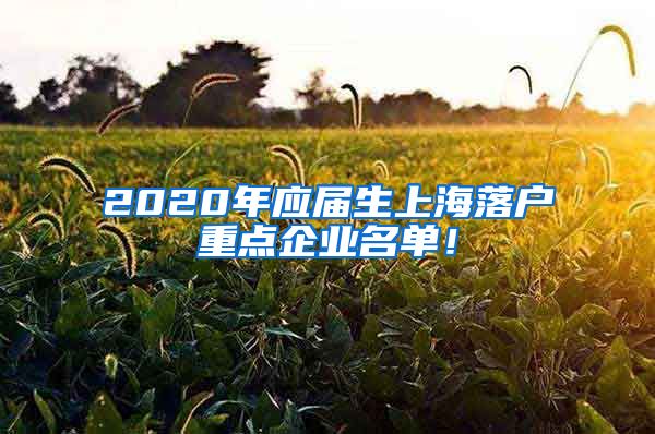 2020年应届生上海落户重点企业名单！