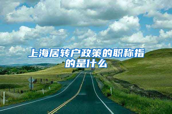 上海居转户政策的职称指的是什么