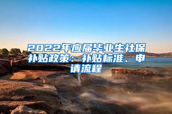 2022年应届毕业生社保补贴政策：补贴标准、申请流程