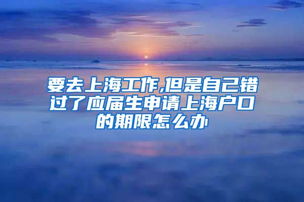 要去上海工作,但是自己错过了应届生申请上海户口的期限怎么办