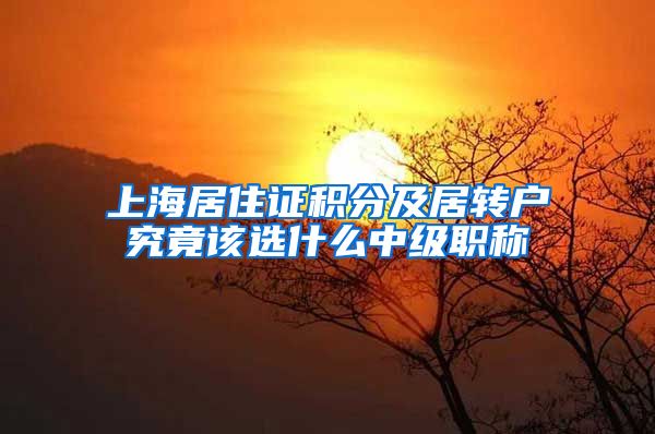上海居住证积分及居转户究竟该选什么中级职称