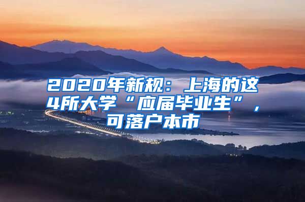 2020年新规：上海的这4所大学“应届毕业生”，可落户本市