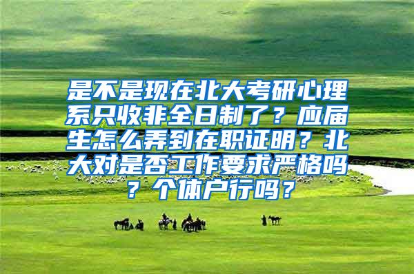 是不是现在北大考研心理系只收非全日制了？应届生怎么弄到在职证明？北大对是否工作要求严格吗？个体户行吗？
