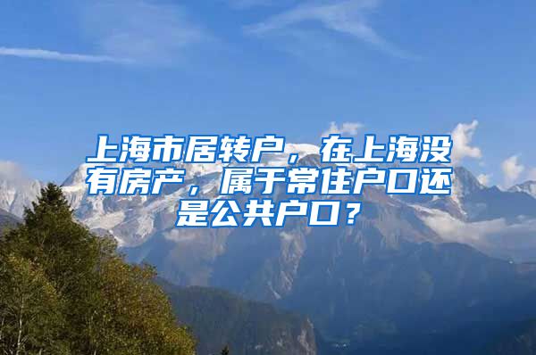 上海市居转户，在上海没有房产，属于常住户口还是公共户口？