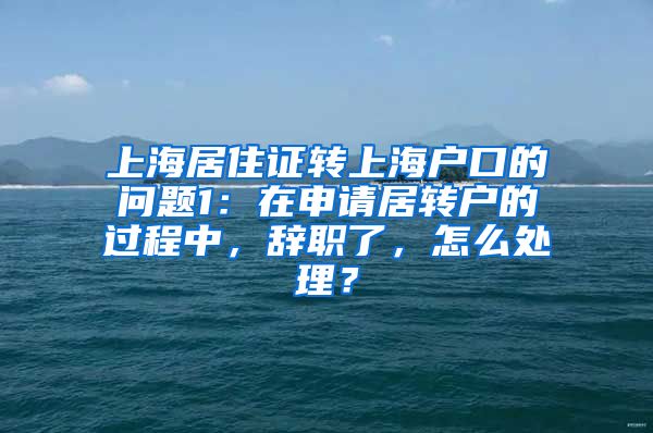 上海居住证转上海户口的问题1：在申请居转户的过程中，辞职了，怎么处理？
