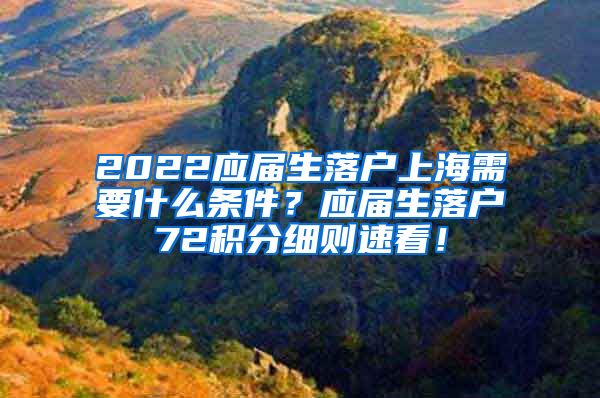 2022应届生落户上海需要什么条件？应届生落户72积分细则速看！