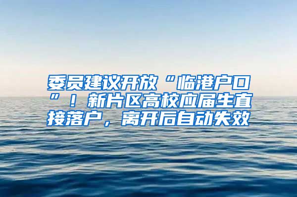 委员建议开放“临港户口”！新片区高校应届生直接落户，离开后自动失效