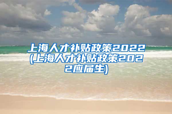 上海人才补贴政策2022(上海人才补贴政策2022应届生)
