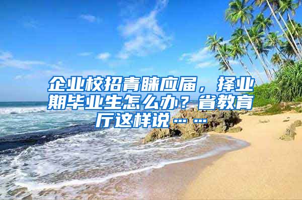 企业校招青睐应届，择业期毕业生怎么办？省教育厅这样说……