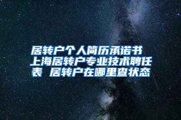 居转户个人简历承诺书 上海居转户专业技术聘任表 居转户在哪里查状态