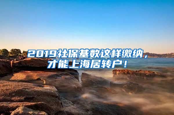 2019社保基数这样缴纳，才能上海居转户！